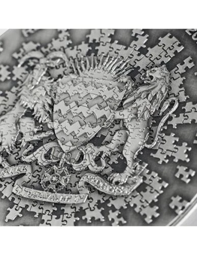 Picture of 2022 Earth Puzzle High Relief 1 oz Colorized Antique Silver & 4.5 oz Copper Coin