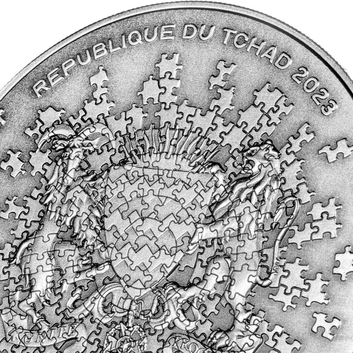 Picture of 2023 Mars Puzzle High Relief 1 oz Colorized Antique Silver & 4.5 oz Copper Coin