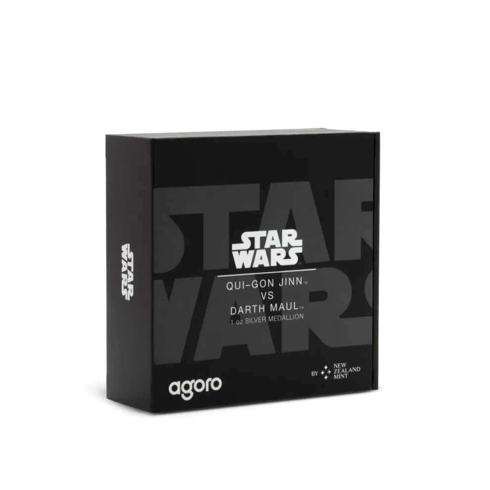 Picture of 2025 Agoro Star Wars Qui-Gon Jinn vs. Darth Maul 1 oz Colorized Silver Medallion