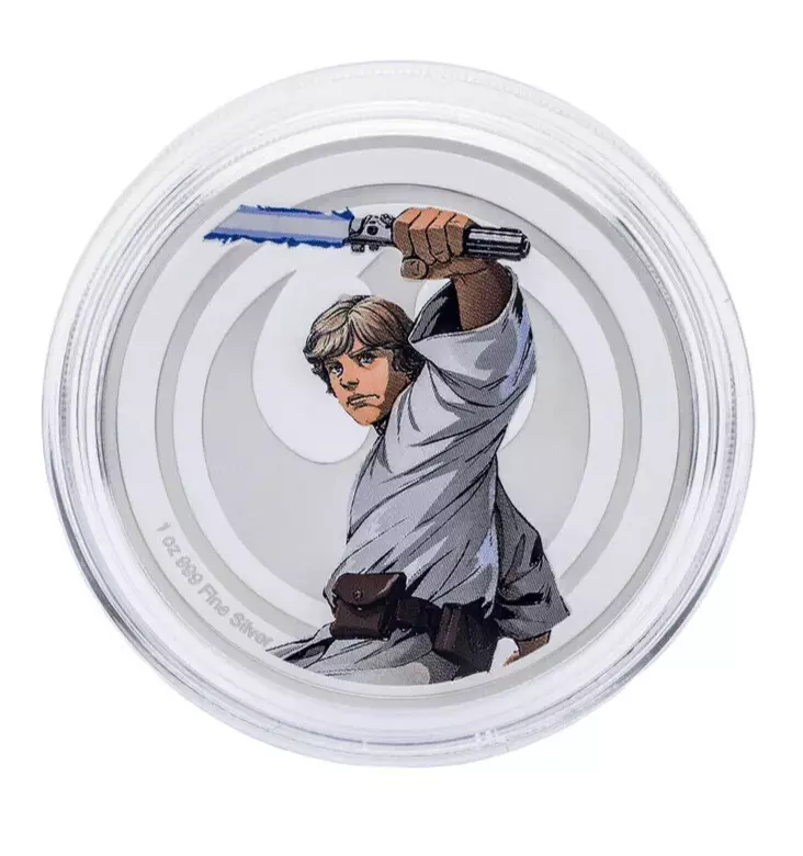 Picture of 2024 Agoro Star Wars Luke Skywalker vs. Darth Vader 1 oz Colorized Silver Round