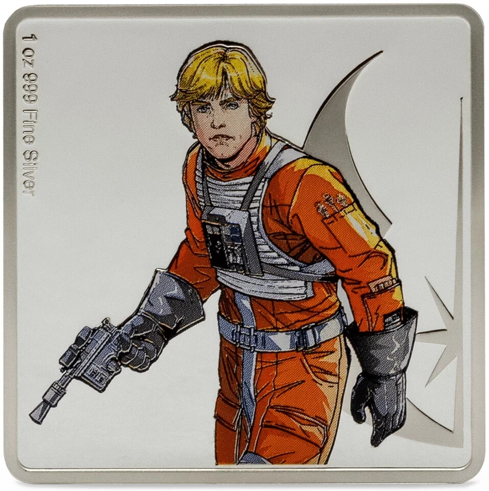 Picture of 2025 Agoro Star Wars Luke Skywalker and R2-D2 1 oz Colorized Silver Medallion