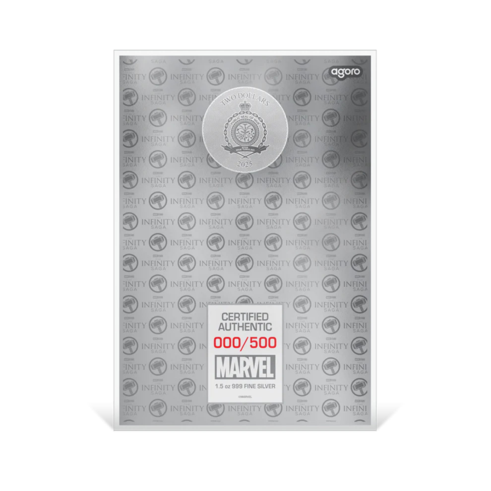 Picture of 2025 Agoro Marvel Infinity Saga Phase 3 Thor Ragnarok 1.5 oz Silver Foil