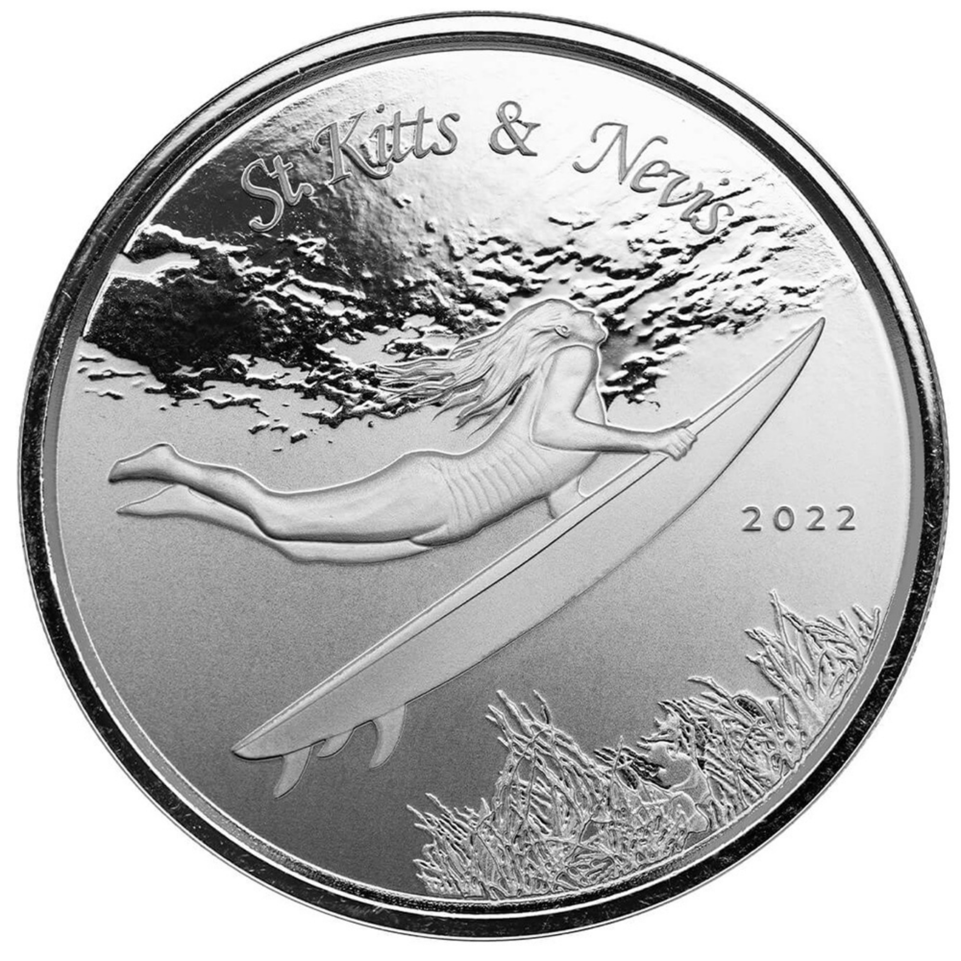 Picture of 2022 Scottsdale Mint St. Kitts & Nevis Surfer Girl 1 oz Silver Coin