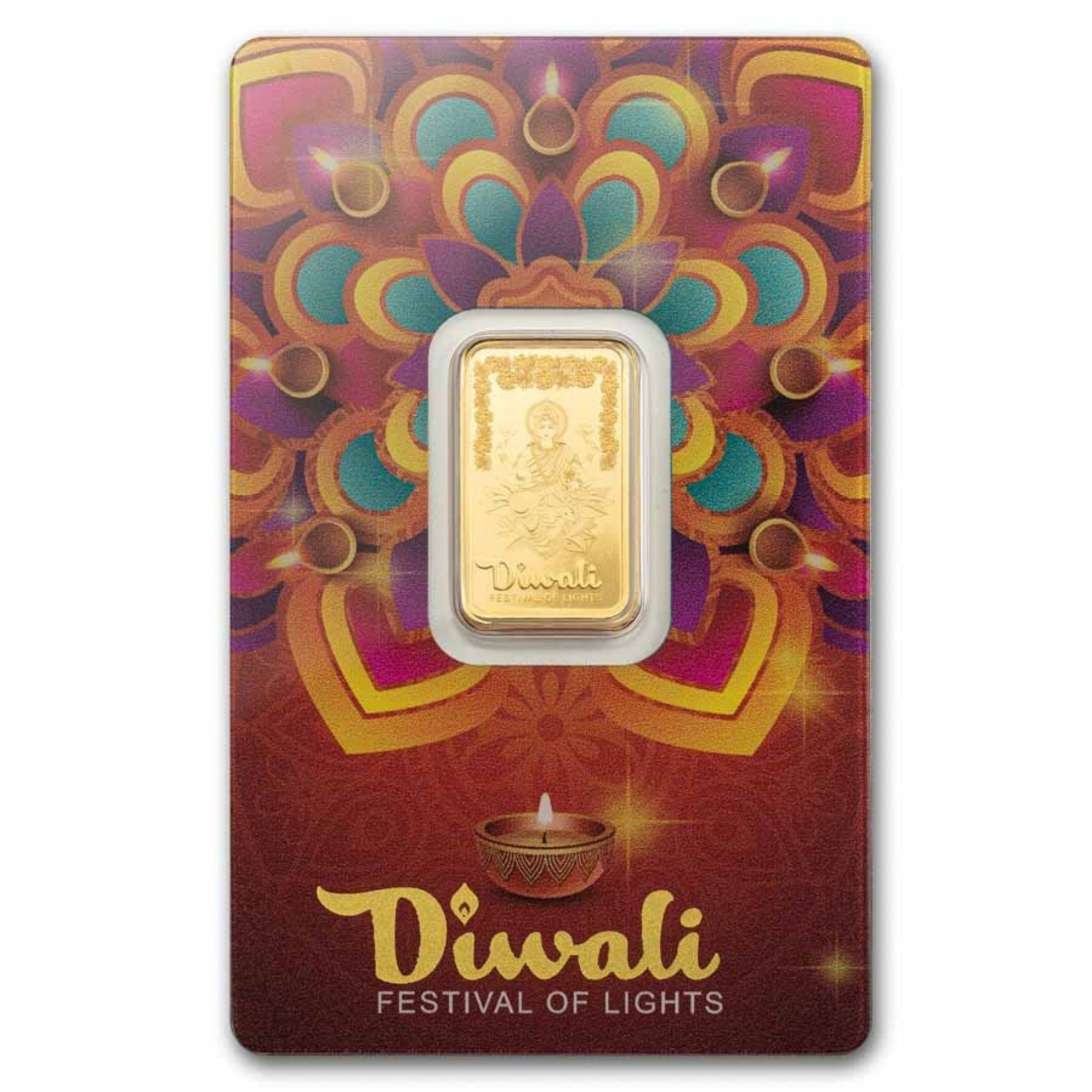 Picture of 2025 Pamp Sussie Diwali Lakshmi & Rangoli 5 Gram Gold Bar - In Assay Card