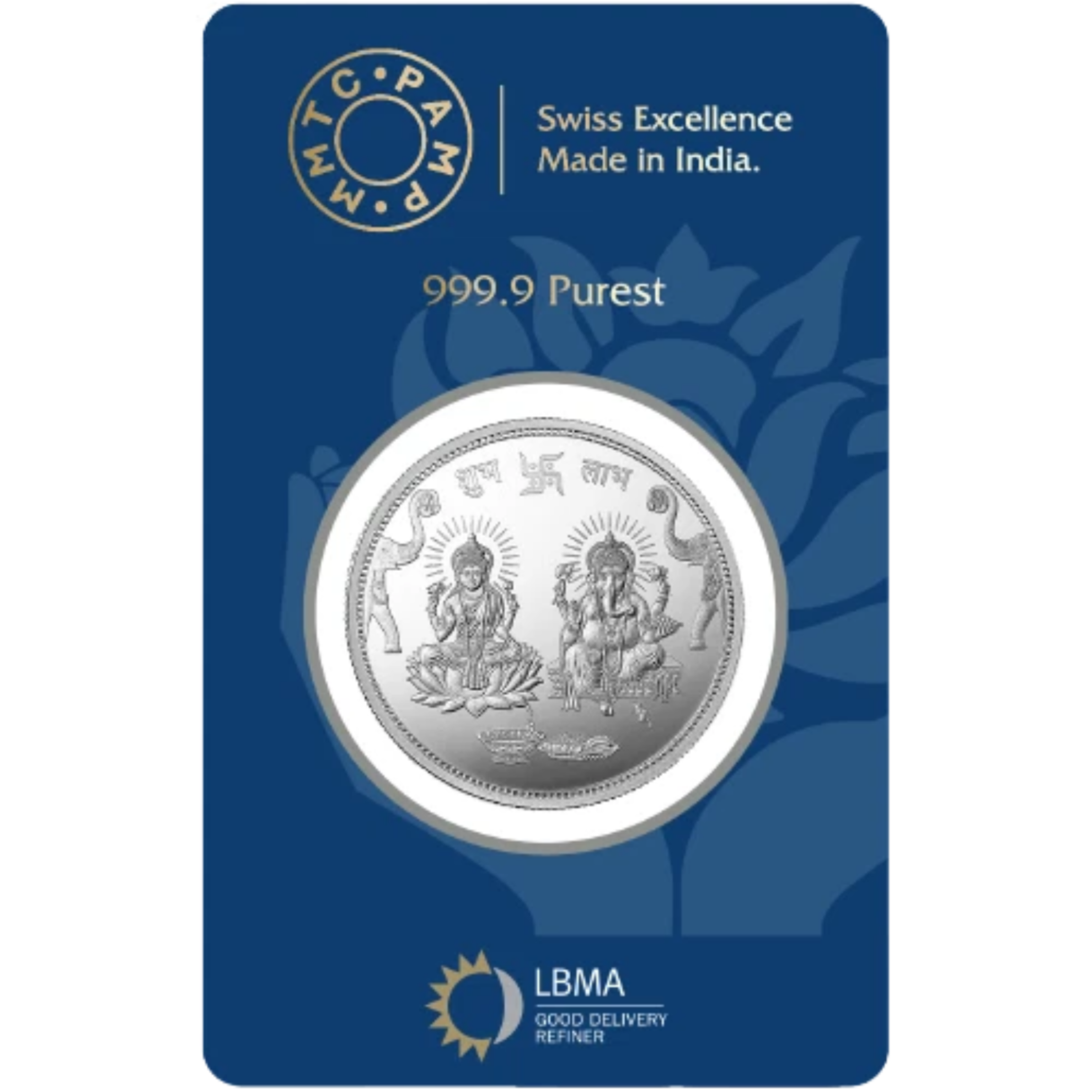 Picture of Pamp Mmtc Ganesh Lakshmi Ji 10 Gram Silver Round - In Assay