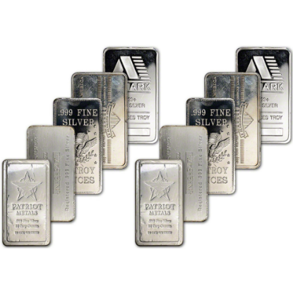 Picture of 10 oz .999 Fine Silver Bar – Secondary Market (Random Brand & Design, Circulated Condition)
