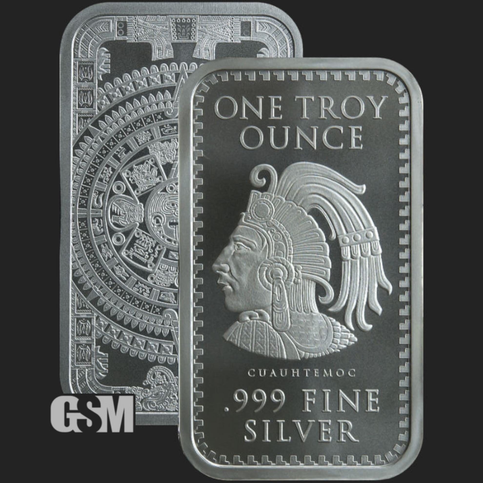 Picture of Golden State Mint (GSM) Aztec Mayan Calendar 1 oz Silver Bar