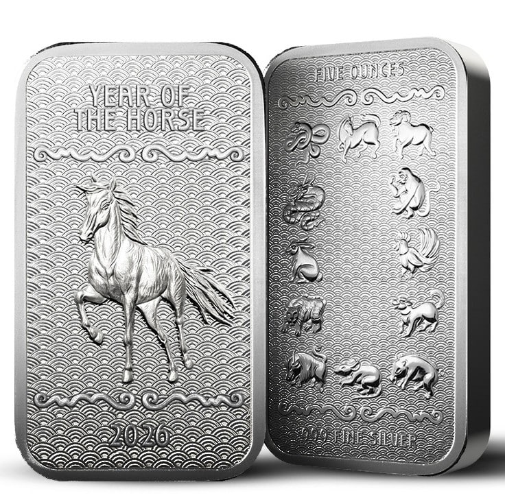 Picture of 2026 Lunar Series 2 Year of the Horse 5 oz Silver Bar