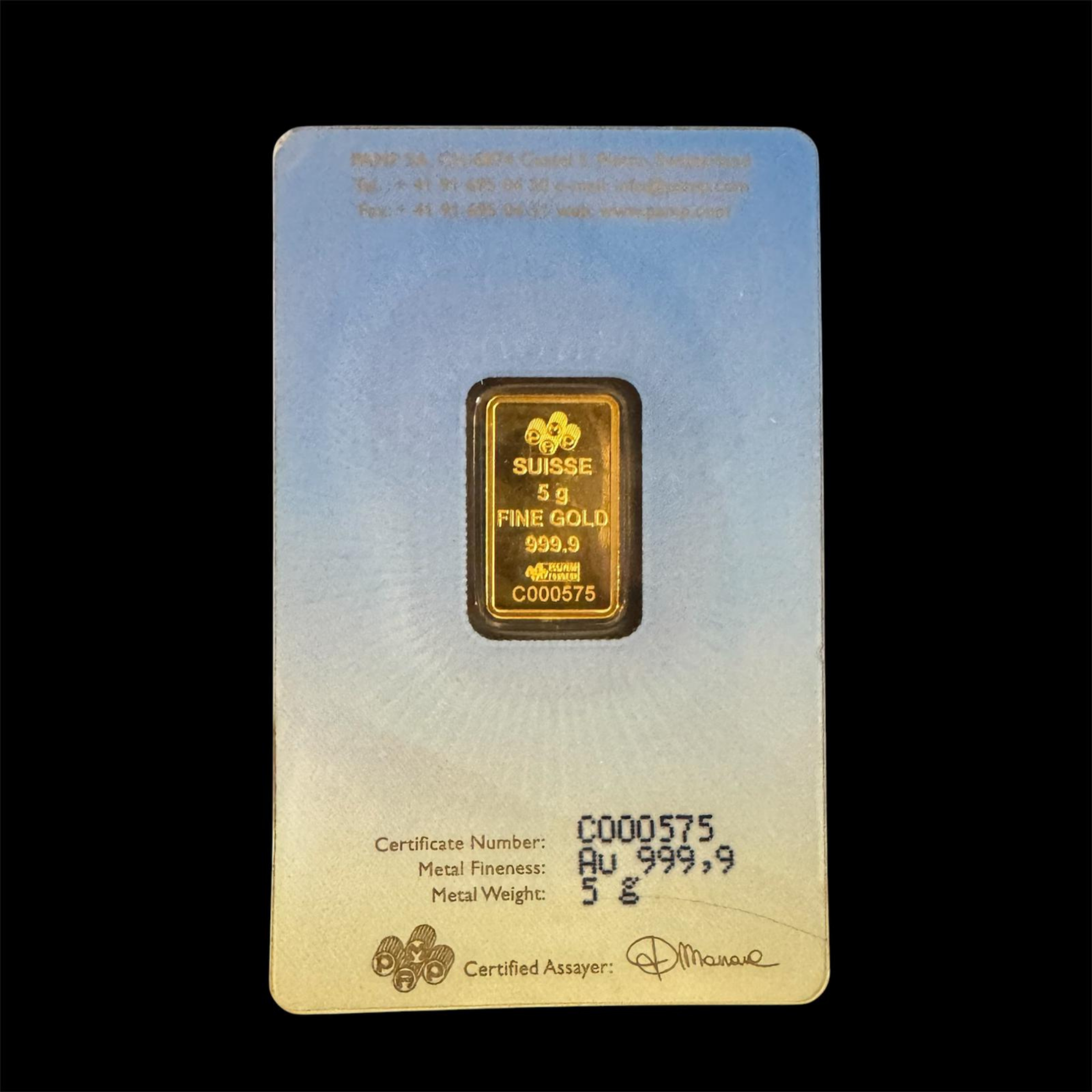 Picture of Pamp Suisse Religious Series Am Yisrael Chai 5 Gram Gold Bar - In Damaged Assay