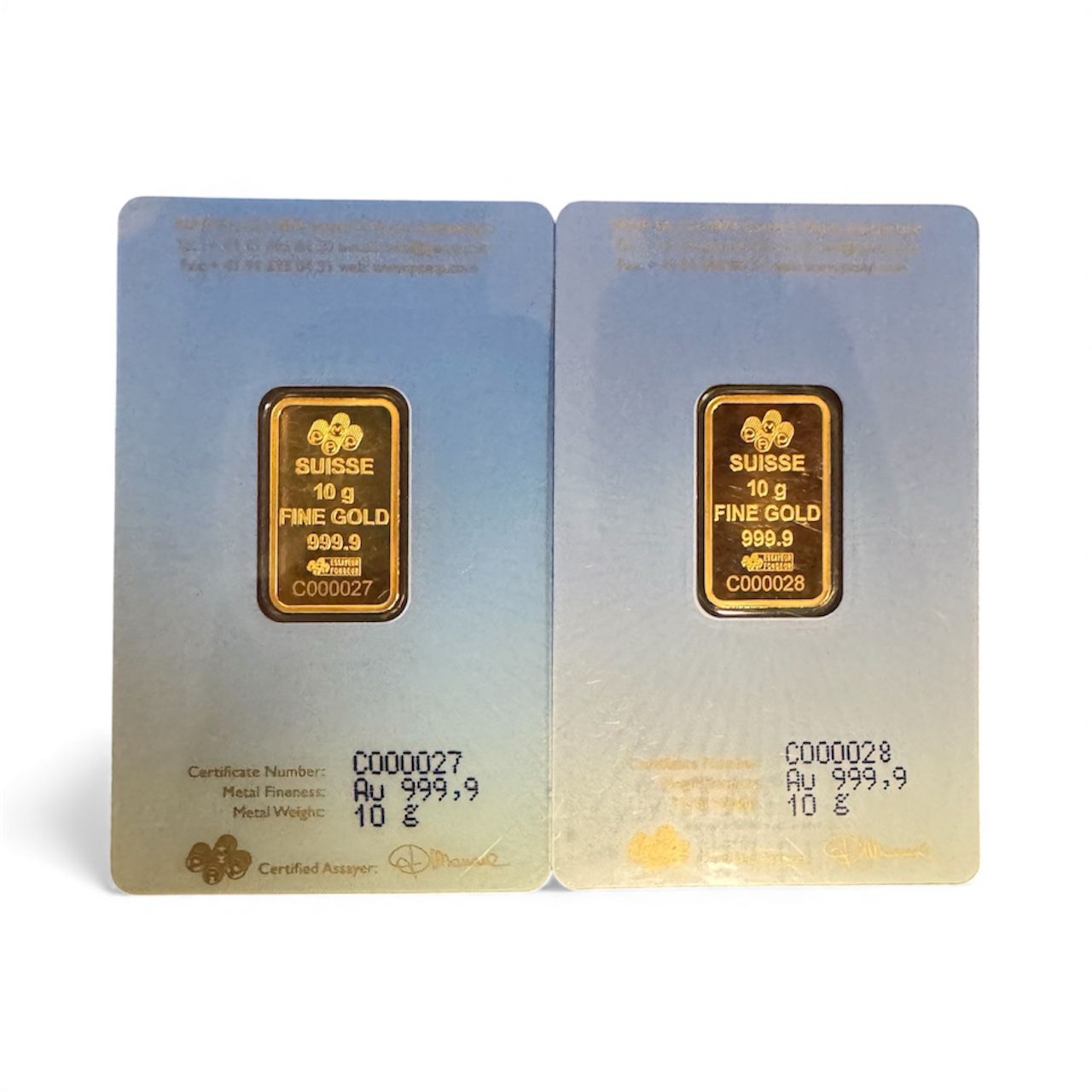 Picture of (Lot of 2) Pamp Am Yisrael Chai 10 Gram Gold Bar (Ultra Low Sequential Serials)