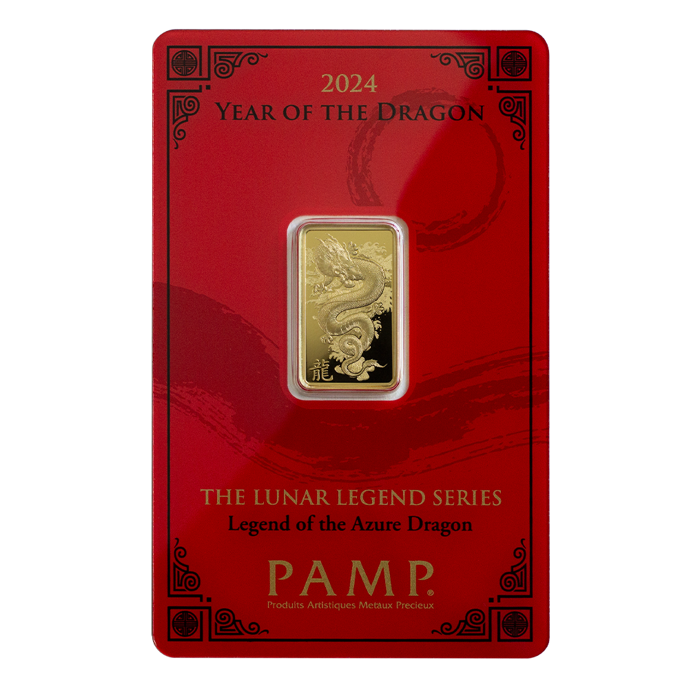 Picture of (Box of 25) 2024 Pamp Lunar Series Dragon 5 gram Gold Bar - Ultra Low Serial