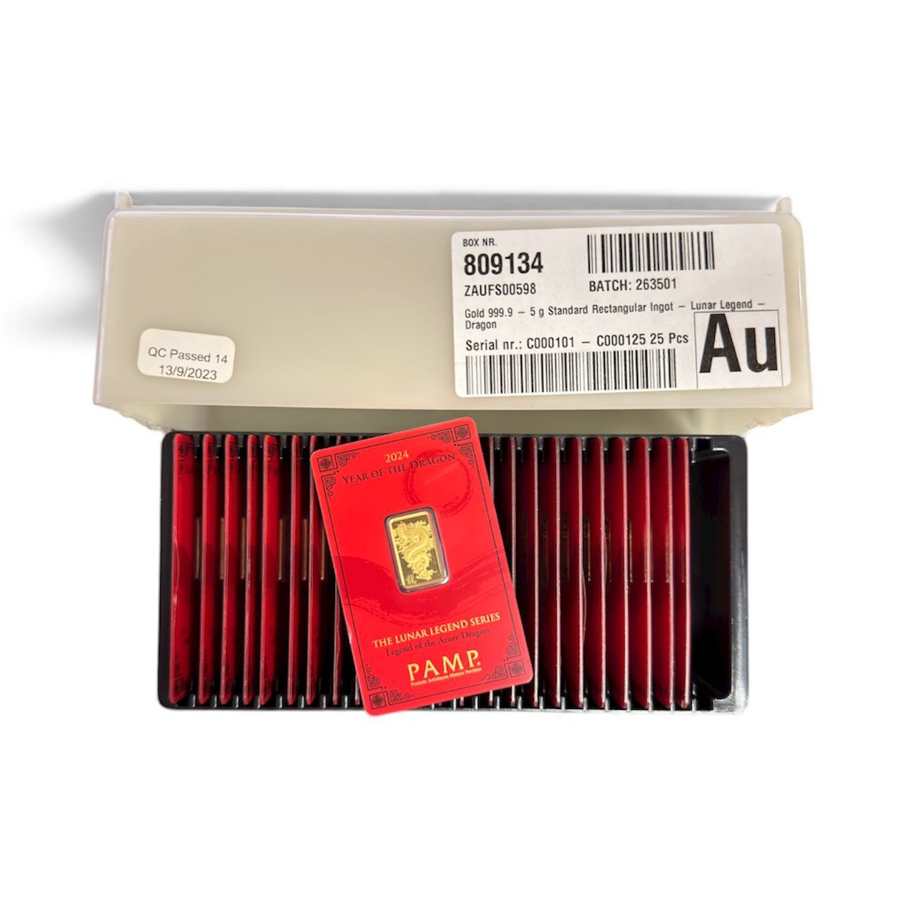 Picture of (Box of 25) 2024 Pamp Lunar Series Dragon 5 gram Gold Bar - Low Serial