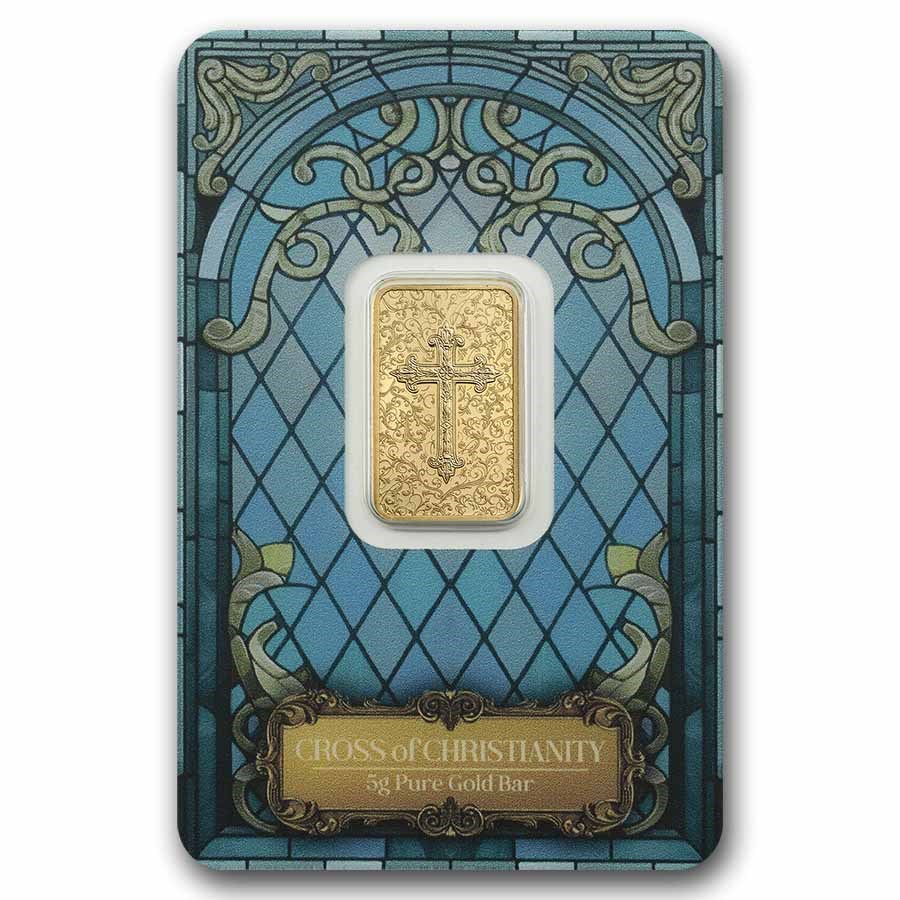 Picture of 2025 Pamp Suisse Cross of Christianity 5 Gram Gold Bar - In Assay w/Sleeve