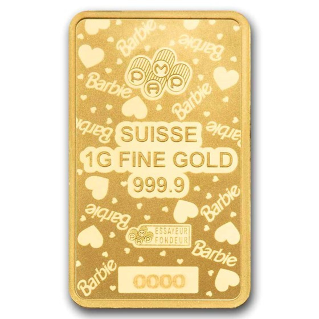 Picture of Pamp Suisse Barbie Valentine's Day 1 Gram Gold Bar - In Assay