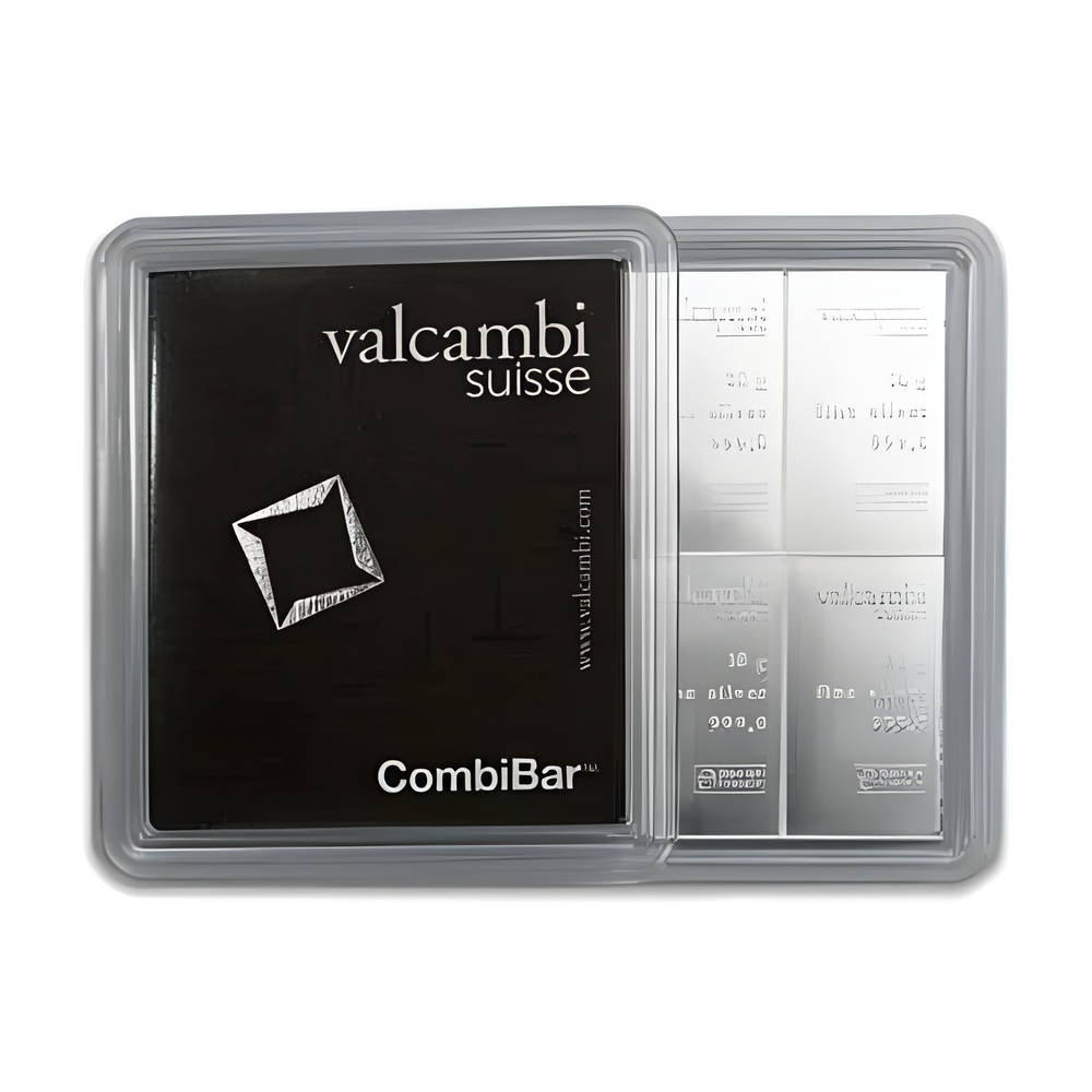 Picture of (Lot of 2) Valcambi 10 x 10 Gram Silver Bar CombiBar (100 Grams) - In Assay Card