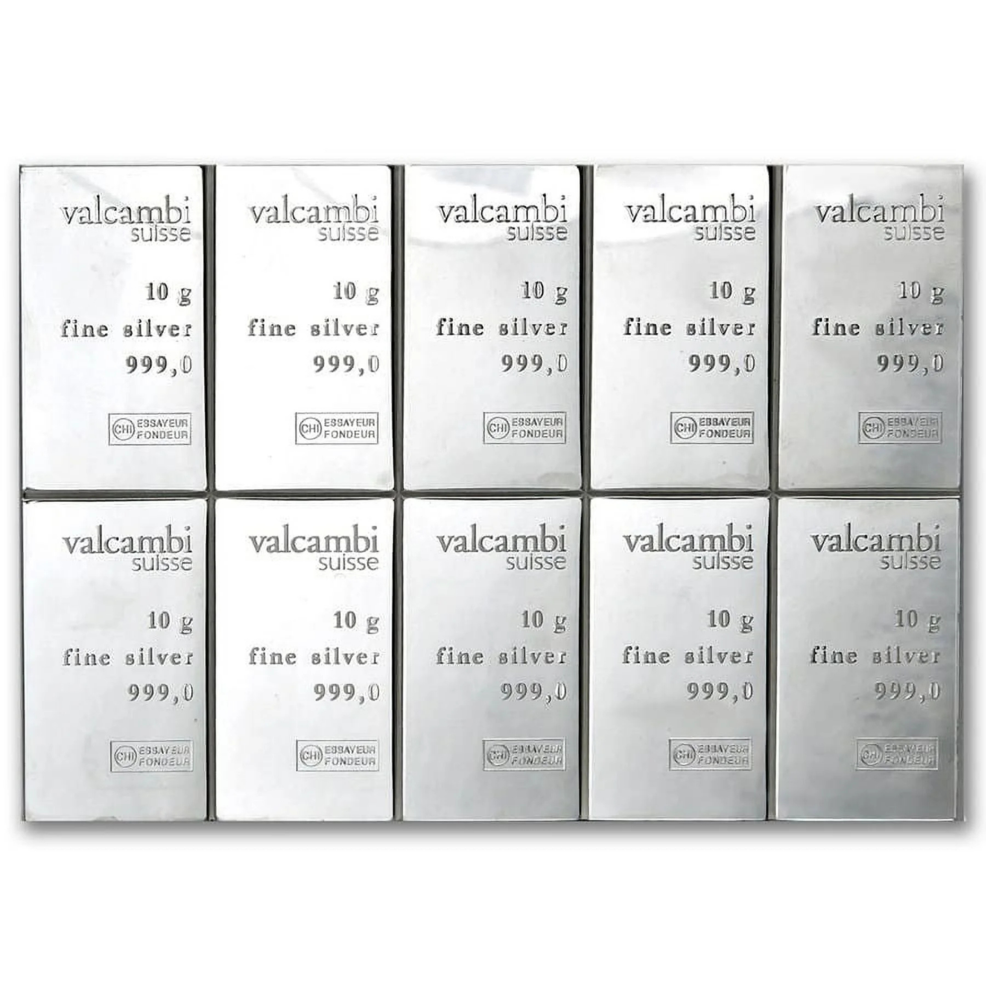 Picture of Valcambi Suisse 10 Gram Silver Bar – Single Break-Off Piece from 10x10 CombiBar