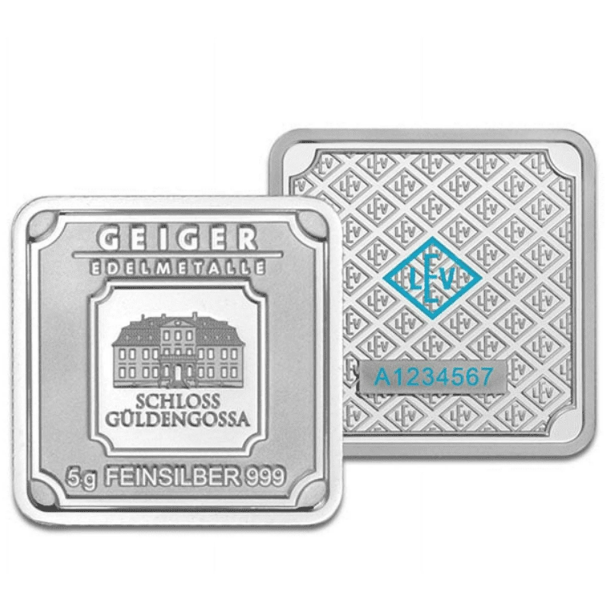 Picture of Geiger Edelmetalle Original 5 Gram Silver Square - Raw / Loose / No Capsule