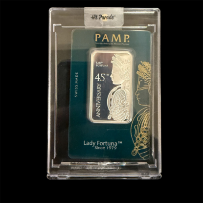 Picture of Pamp Suisse Lady Fortuna 45th Anniversary 1 oz Silver Bar - In Hard Plastic Cover